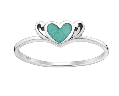 turquoise heart silver ring