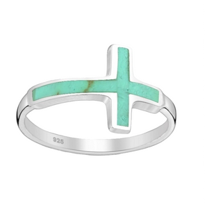 turquoise cross silver ring
