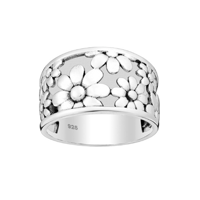 large floral band ring
