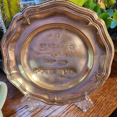stamped silver plate dish - be obsessed with your own potential