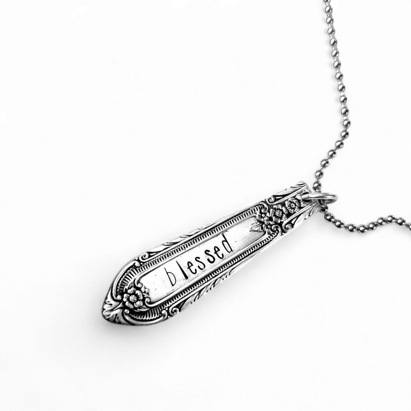 stamped necklace / pendant blessed