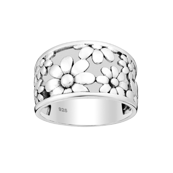 large floral band ring