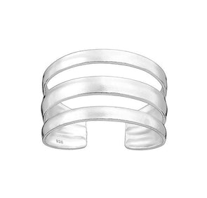 triple band TOE ring  - sterling silver