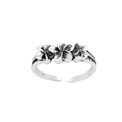 floral TOE ring  - sterling silver - 130