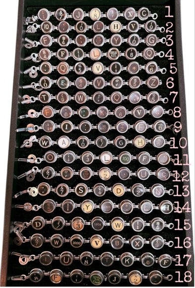 typewriter key bracelet 1 thru 18
