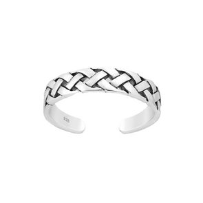 weave band TOE ring  - sterling silver