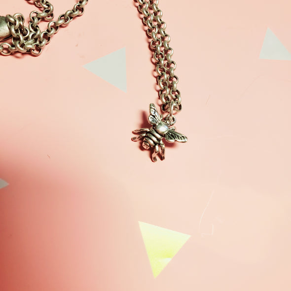 tiny sterling bumble bee necklace