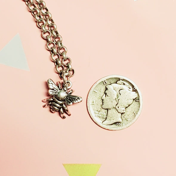 tiny sterling bumble bee necklace