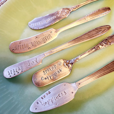 Hand Stamped Teaspoons Set Of 4