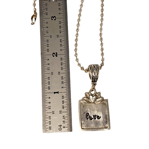 square floral necklace ~ custom stamped