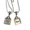 square floral necklace ~ custom stamped
