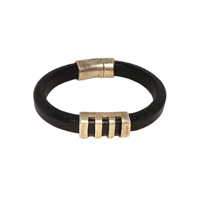 thicker leather cuff cut out silver bar