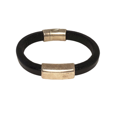 thicker leather cuff silver bar