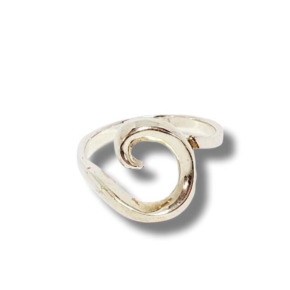 silver ocean wave ring - r113