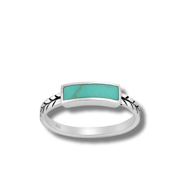 turquoise band silver ring - r119 - sterling