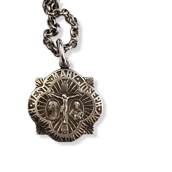 heavy detailed sterling vintage St Christopher 4 way spiritual medal