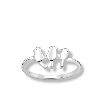 birds on a wire sterling ring - r125