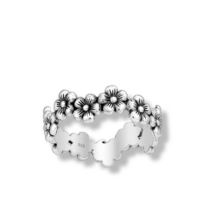 zig zag floral sterling ring - r122