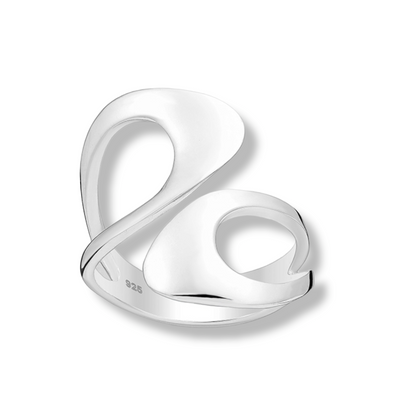 shiny bypass sterling silver ring - r127