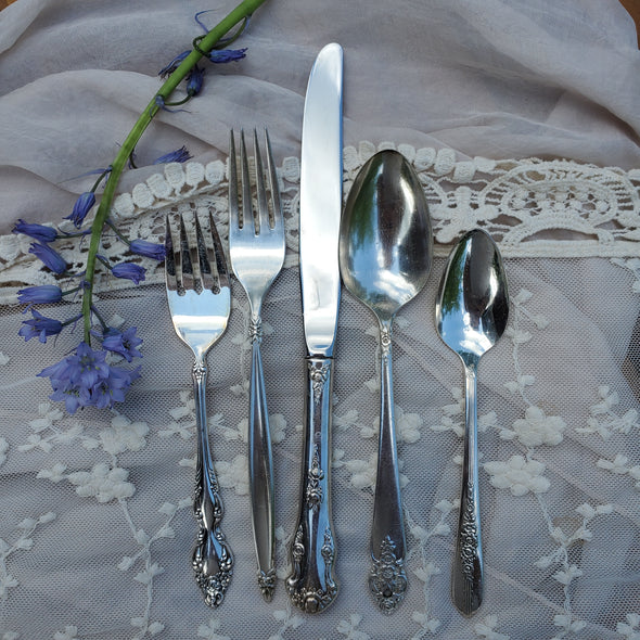 vintage silverware place setting