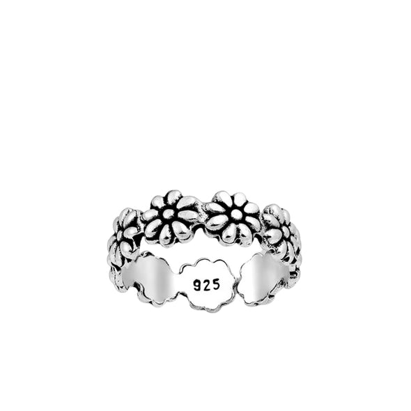 silver ring of flowers sterling ring