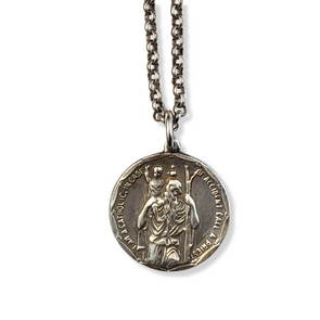 large sterling silver St. Christopher vintage spiritual medal