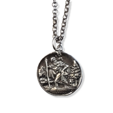 large sterling silver St. Christopher vintage spiritual medal (3)